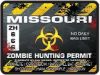 Zombie Hunting Permit Decal Danger Zone Style for Missouri
