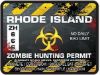 Zombie Hunting Permit Decal Danger Zone Style for Rhode Island
