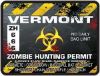 Zombie Hunting Permit Decal Danger Zone Style for Vermont