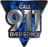 
	Call 911 Emergency Police EMS Fire Decal in Blue Inferno Flames