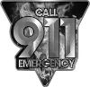 
	Call 911 Emergency Police EMS Fire Decal in Gray Inferno Flames
