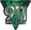 
	Call 911 Emergency Police EMS Fire Decal in Green Inferno Flames