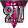 
	Call 911 Emergency Police EMS Fire Decal in Pink Inferno Flames