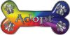 
	Dog Bone Animal Adoption with Paws Sticker Decal in Rainbow Colors
