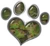 
	Dog Cat Animal Paw Heart Sticker Decal in Camouflage
