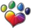
	Dog Cat Animal Paw Heart Sticker Decal in Rainbow Colors
