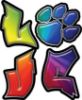
	Love Decal with Pet Paw for Heart in Rainbow Colors

