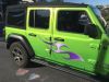 Simple Tribal Style Flame with Silver Outline in Purple on Green Jeep